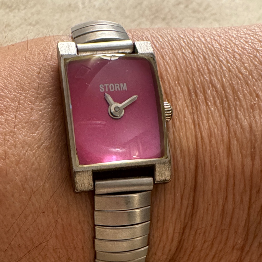 Storm Silver Bracelet Watch With Pink Dial